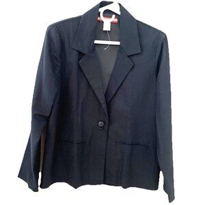 Tudor Court Linen Blend Blazer Jacker Women's Small Black Unstructured Luxury